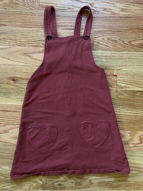 H&M Kids Burgundy Heart Pocket Pinafore Overalls